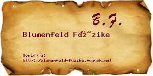 Blumenfeld Füzike névjegykártya